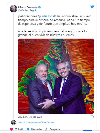 Alberto Fernández celebró la victoria de Lula como propia, y ya prepara una reunión con el presidente electo