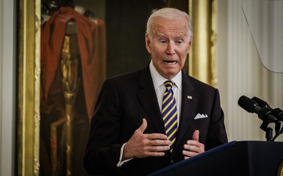 US President Joe Biden GDP contraction recession inflation Russia - Samuel Corum/Bloomberg