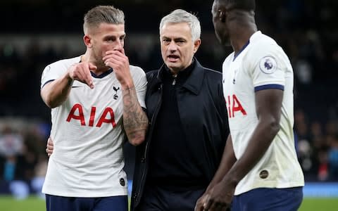 Toby Alderweireld chats with Jose Mourinho - Credit: getty images