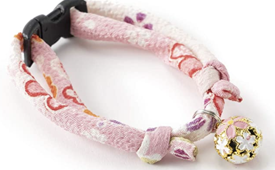 PHOTO: Amazon. Necoichi Chirimen Sakura Cat Collar