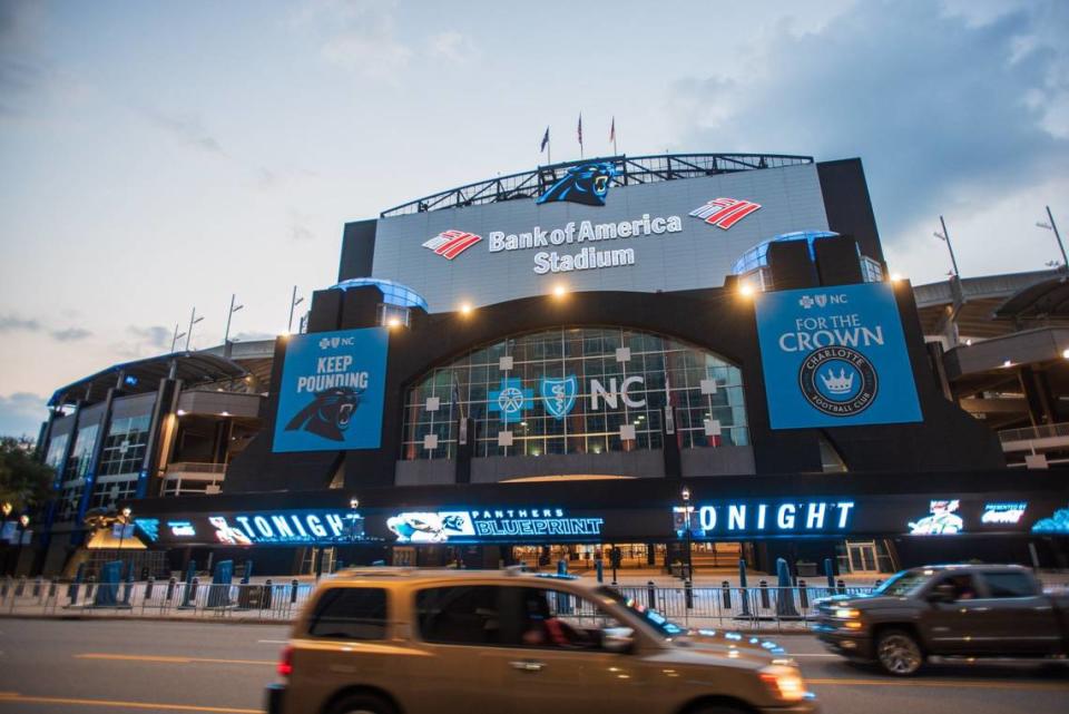 The Bank of America stadium, home of the Carolina Panthers, is seen on Friday, June 18, 2024.