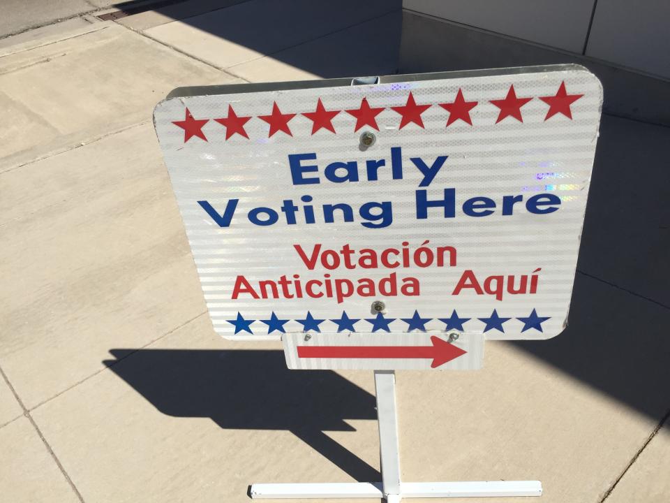A sign outside the Eddy County Sub-Office in Artesia reminds residents early voting is in progress for the June 7 New Mexico Primary. People may vote early in Carlsbad and Artesia.