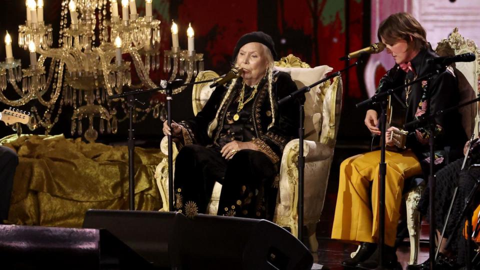 PHOTO: Joni Mitchell and Brandi Carlile perform onstage during the 66th GRAMMY Awards, Feb. 4, 2024, in Los Angeles. (Amy Sussman/Getty Images)