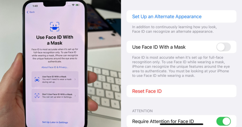 蘋果將在iOS 15.4版提供口罩版Face ID。（翻攝自推特）