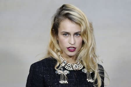 Model Alice Dellal poses during a photocall before the German designer Karl Lagerfeld Spring/Summer 2015 women's ready-to-wear collection show for French fashion house Chanel during Paris Fashion Week September 30, 2014. REUTERS/Charles Platiau