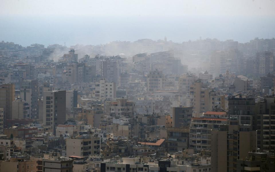 Smoke billows over Beirut's southern suburbs after a strike