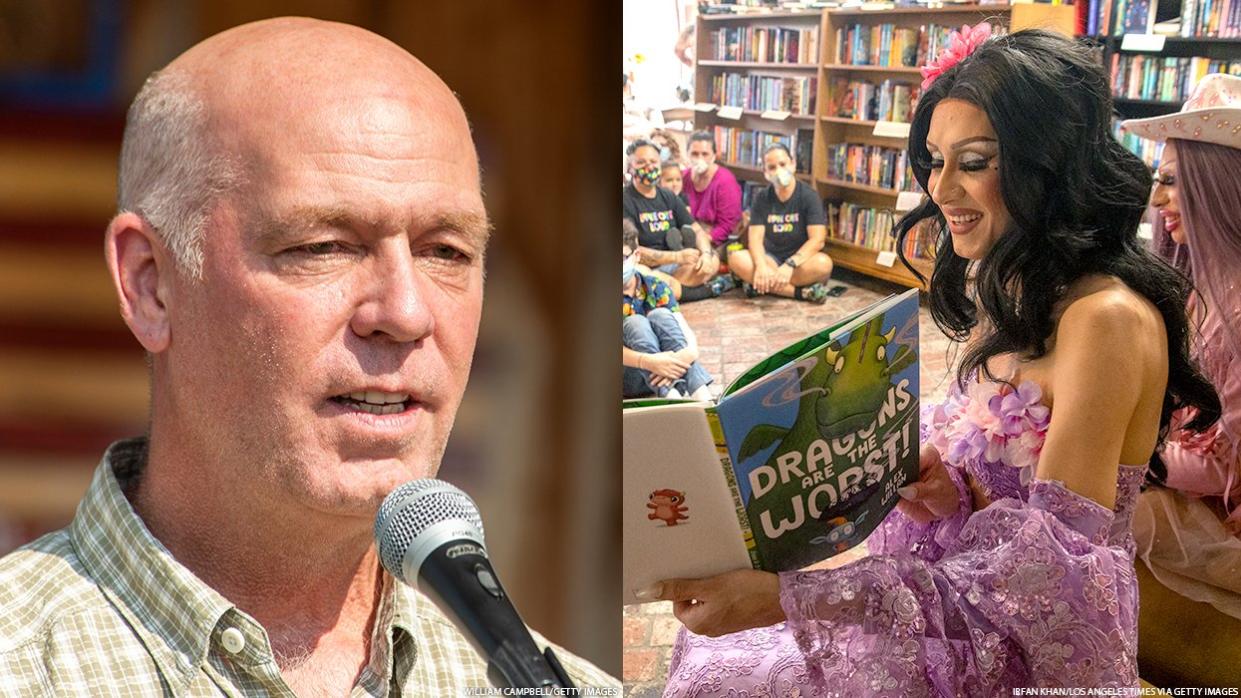 Gov. Greg Gianforte and drag queen reading to kids