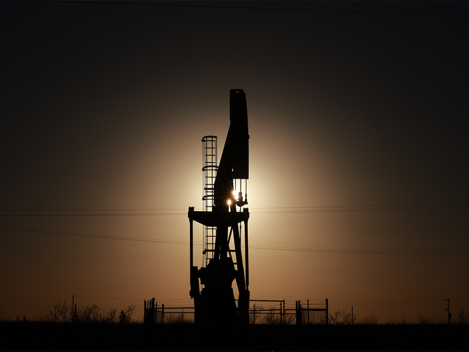  An oil pumpjack pulls oil from the Permian Basin oil field in Odessa, Texas.