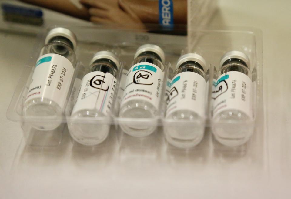 LONDON, UNITED KINGDOM - APRIL 17: Doses of coronavirus (Covid-19) vaccines are seen at temporary vaccination center established for those who think vaccination will break the fast with the contribution of the National Health Service (NHS) at Sutton district in London, United Kingdom on April 17, 2021. People receive coronavirus vaccine at the evening in during the Ramadan at vaccination center. (Photo by Hasan Esen/Anadolu Agency via Getty Images)