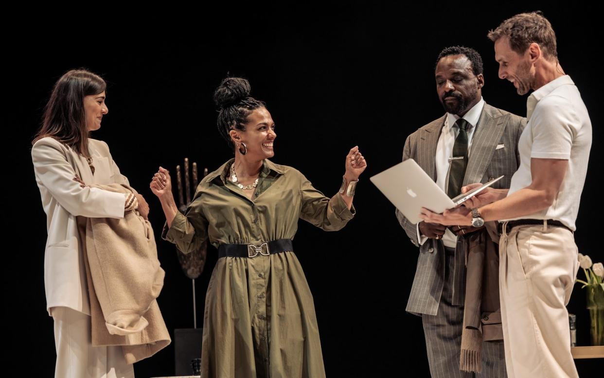 Dinita Gohil, Freema Agyeman, Ariyon Bakare and Martin Hutson in God of Carnage at the Lyric, Hammersmith