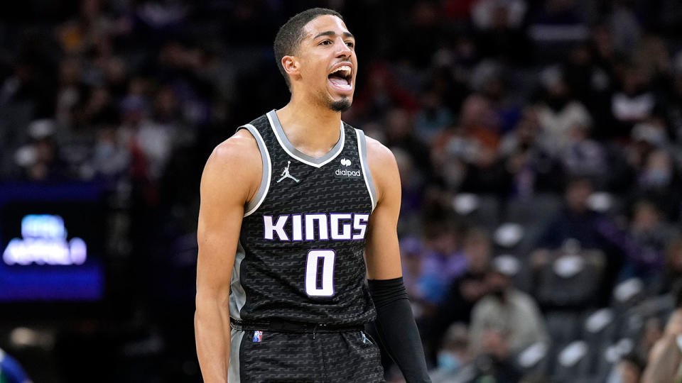 Tyrese Haliburton has started to step up by running Sacramento's offence in the NBA. Pic: Getty