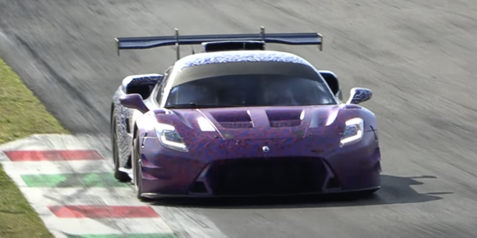 maserati mc20 gt2 race car testing at monza