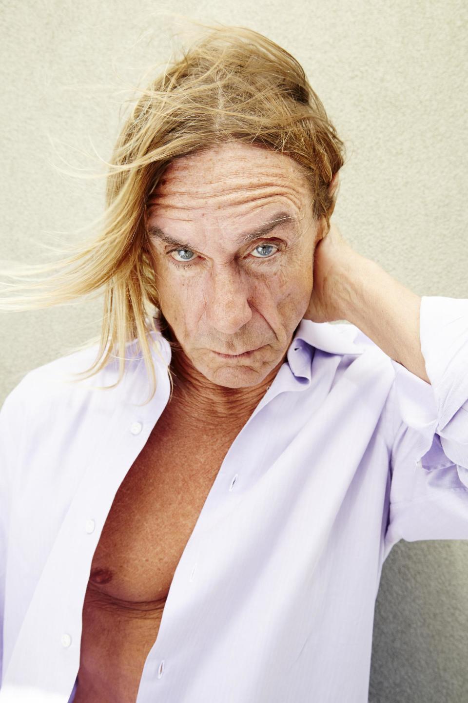 This May 1, 2013 photo shows Iggy Pop, of Iggy & The Stooges, posing for a portrait to promote his new studio album, "Ready To Die," in New York. Born in relative obscurity at their start 40 years ago, the band continues to get more and more popular with age. (Photo by Dan Hallman/Invision/AP)