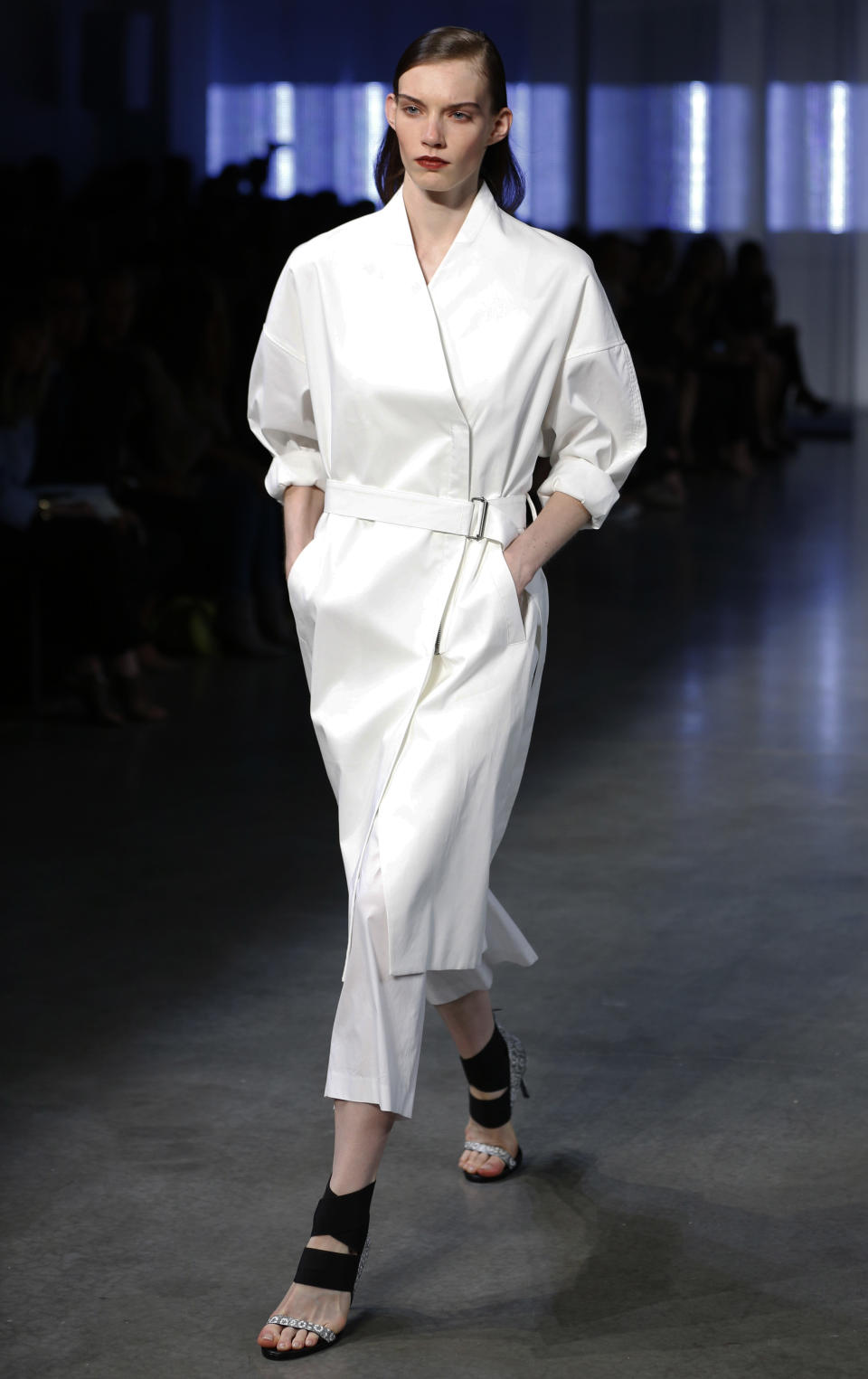 The Helmut Lang Spring 2014 collection is modeled during Fashion Week in New York, Friday, Sept. 6, 2013. (AP Photo/John Minchillo)