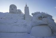 A 'Taiwan' snow sculpture is displayed at Odori Koen during the 57th Sapporo Snow Festival in 2006 in Sapporo, Hokkaido, Japan.