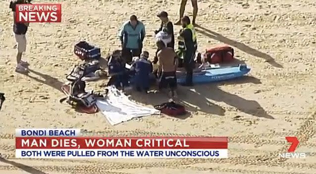 A man has drowned at Bondi beach. Picture: 7 News