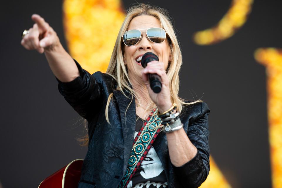 Sheryl Crow performs during the third day of Bonnaroo Music Festival in Manchester, Tenn. on Saturday, Jun. 17, 2023.
