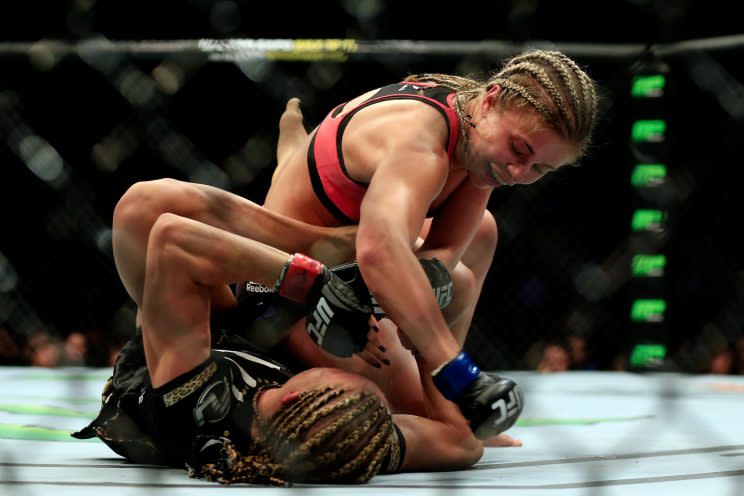 VanZant, top, defeated Felice Herrig on April 18, 2015. (Getty)