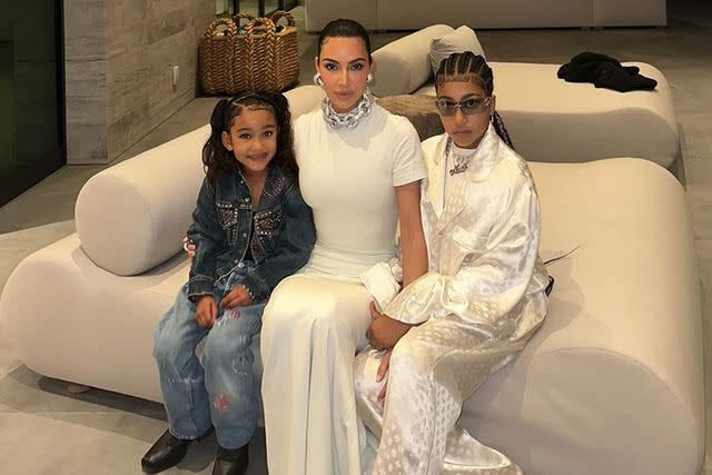 <p>Kim Kardashian/Instagram</p> Kim Kardashian with her daughters Chicago and North