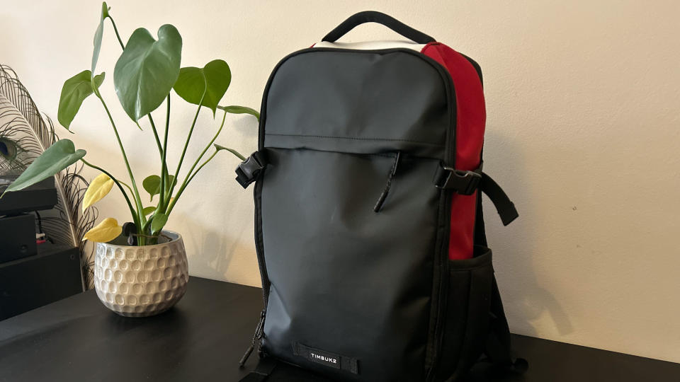 Timbuk2 Division backpack on a black table