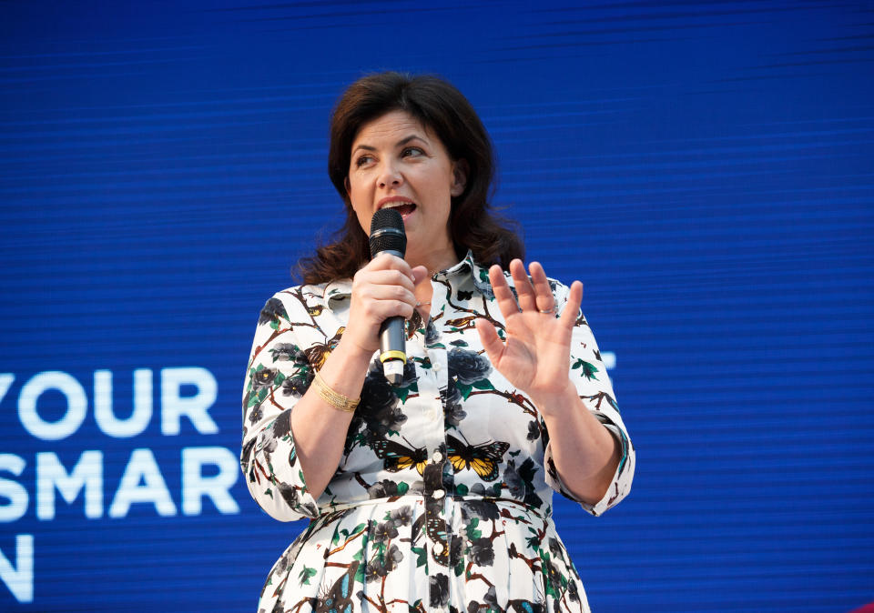 GLASGOW, SCOTLAND - JUNE 18:  Campaign ambassador Kirstie Allsopp speaks at Intu Shopping Centre, Braehead on June 18, 2018 in Glasgow, Scotland. Kirstie Allsopp and Phil Spencer (not present) are touring the UK this summer to inspire Britain's households to choose a smart meter, informing as many people as possible about the small but important step everyone can take for a cleaner, greener, smarter future that could also save the UK nearly £560 million a year. Households can ask for a smart meter to be fitted by their energy supplier for free.  (Photo by Robert Perry/Getty Images for Campaign For Cleaner, Greener, Smarter Britain)