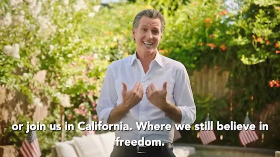 Gavin Newsom’s ad that aired July 4 on Fox News Channel attacks Florida Gov. Ron DeSantis and the state’s policies on abortion rights, gun regulation and environmental protection laws.