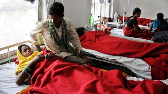 An Indian woman has died and 15 others are in hospital after being sterilised at a state-run camp in the state of Chhattisgarh on Monday.