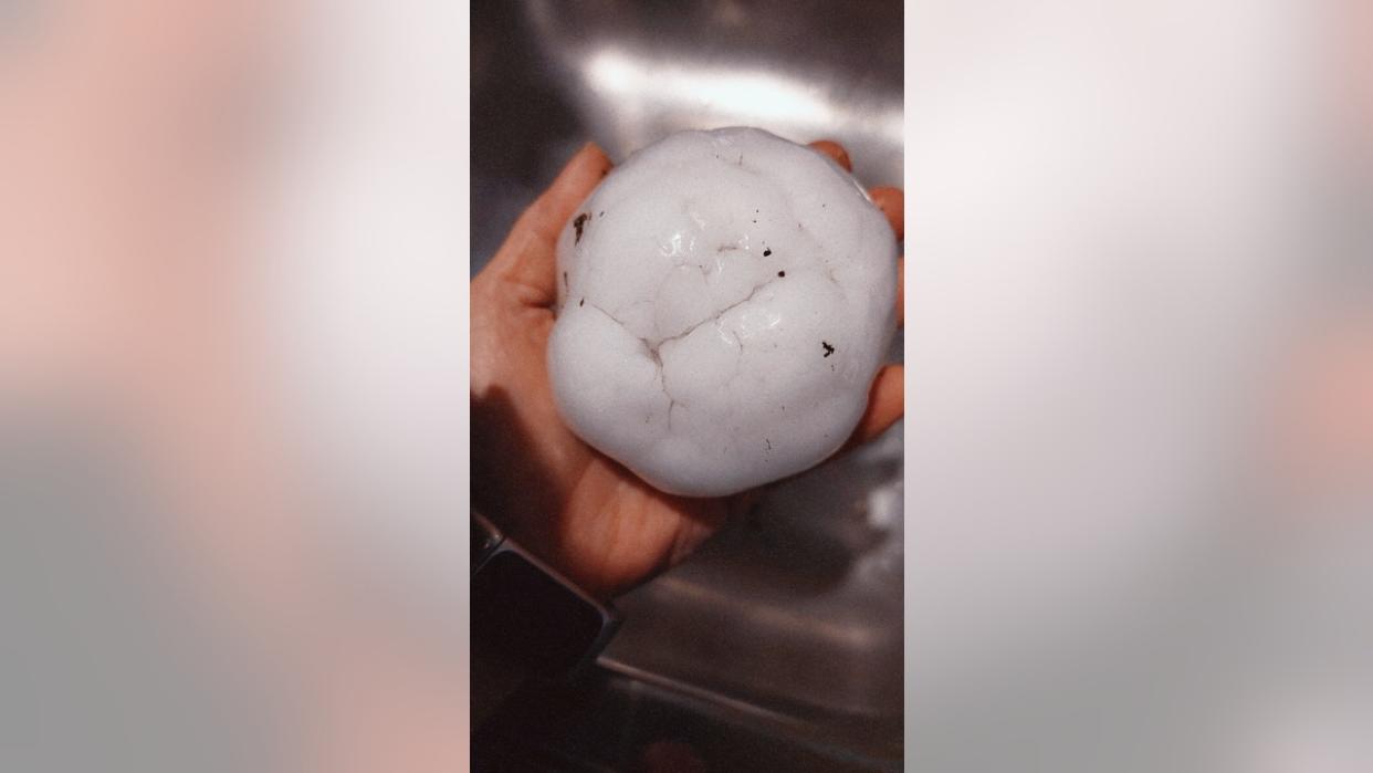 <div>Hail in Johnson City</div> <strong>(Donna Burgess)</strong>