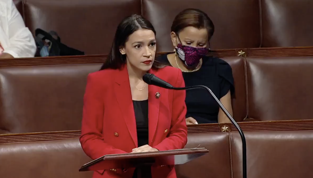 US Rep Alexandria Ocasio-Cortez responds to Rep Ted Yoho's remarks about her from the floor of the House of Representatives on 23 July 2020