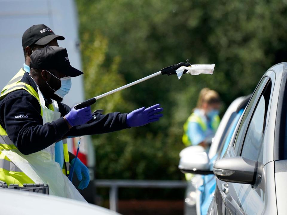 A mobile testing unit was set up in Stone after a coronavirus outbreak linked to a pub: Getty Images