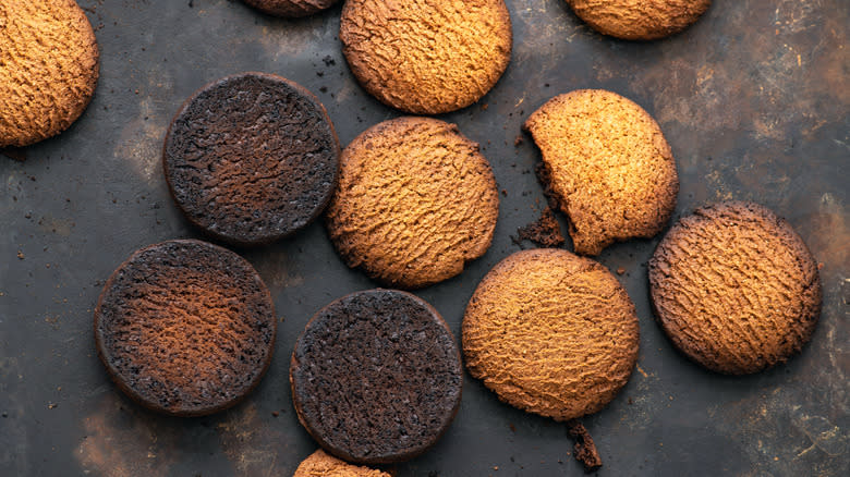 Burnt cookies on pan