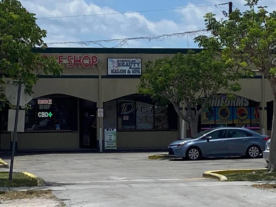 A photo taken from across the street shows Dominican Beauty Room Salon and Spa, where Katherine Altagracia Guerrero De Aguasvivas worked before she was murdered on April 11, 2024 in the Orlando area.