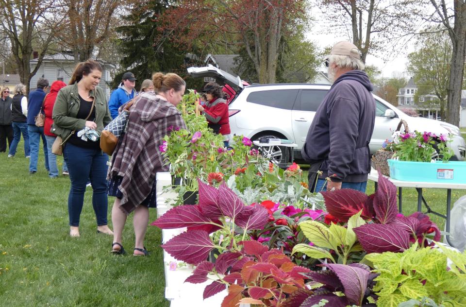 Becky and John Witter of Witter Produce sell plants at the Crestline Farmers Market in 2020. The Crestline market is held each Tuesday.