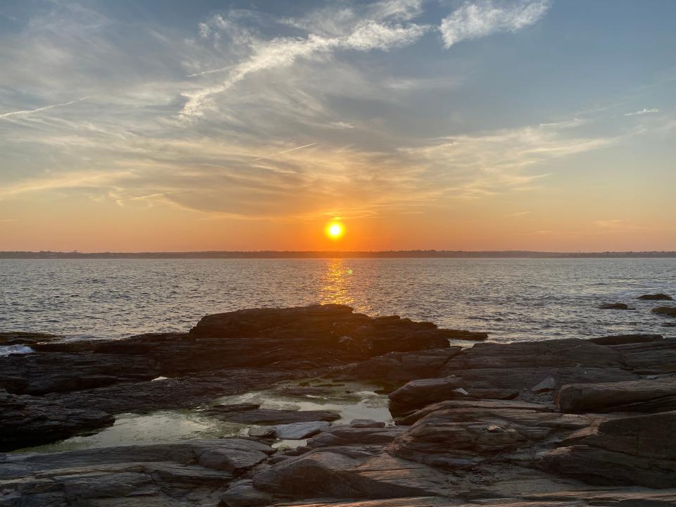 Sunset at Beavertail in Jamestown, taken with an iPhone.