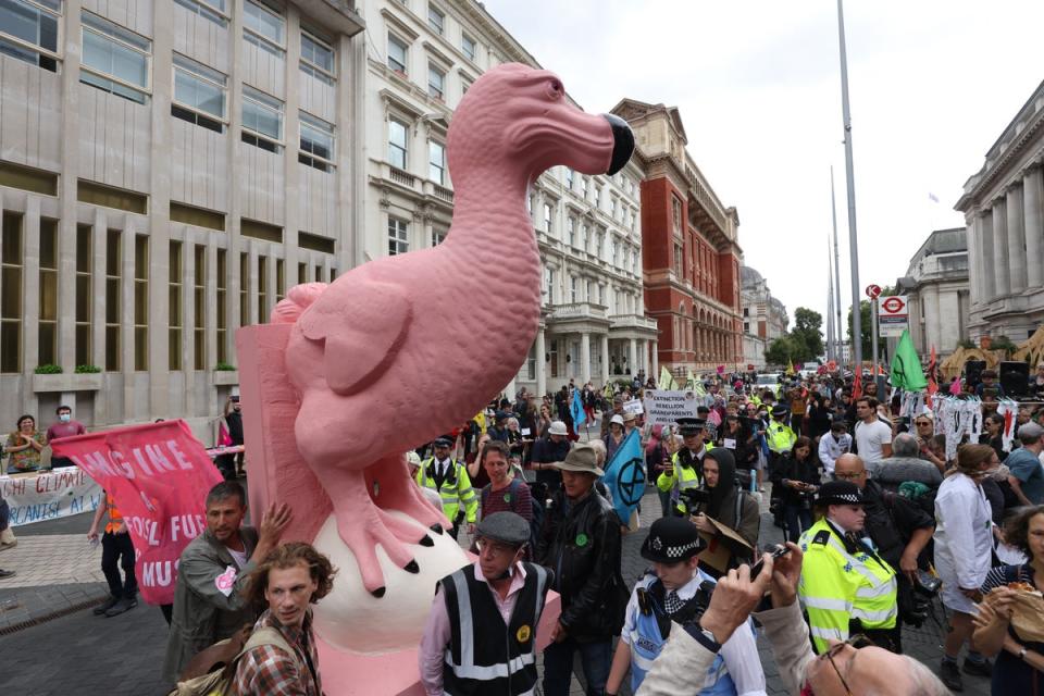 Demonstrators near the Science Museum (James Manning/PA) (PA Wire)