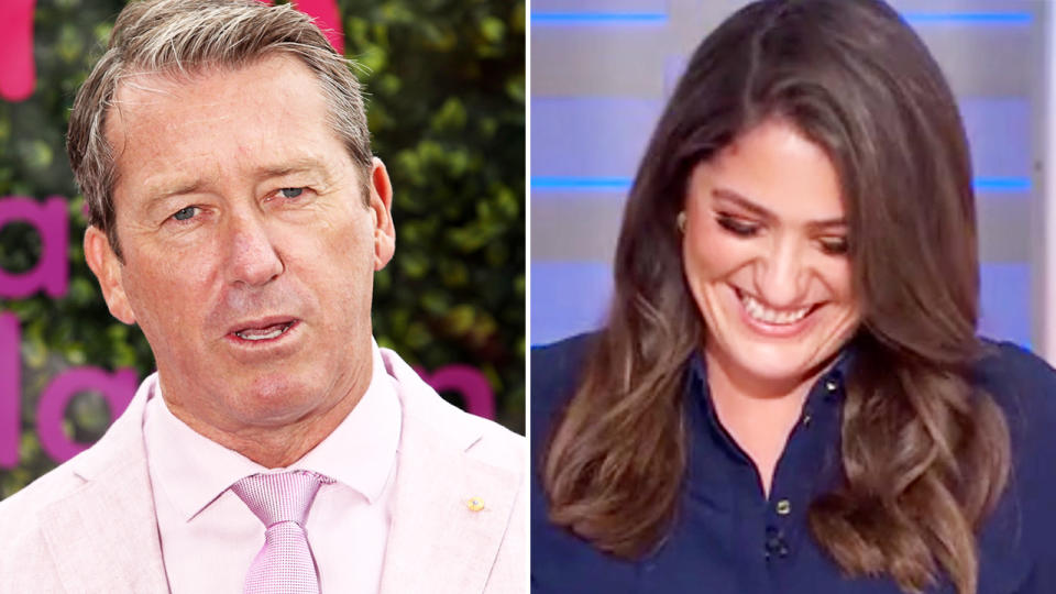 Glenn McGrath, pictured here responding to Mylee Hogan's controversial joke.