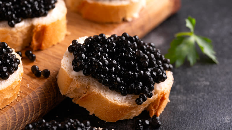 black caviar on bread