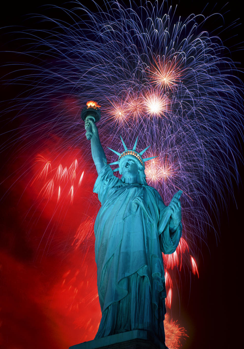 Statue of Liberty and Fireworks composit.