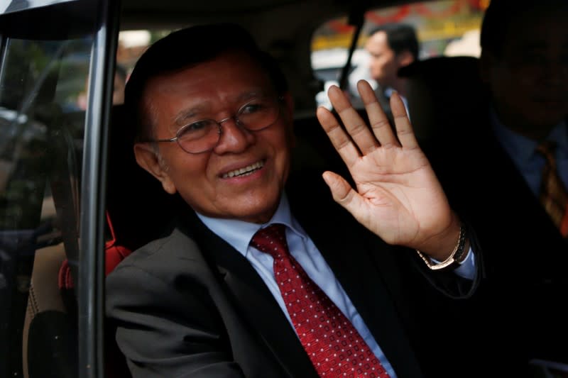 Cambodian opposition leader Kem Sokha leaves the Municipal Court of Phnom Penh, Cambodia