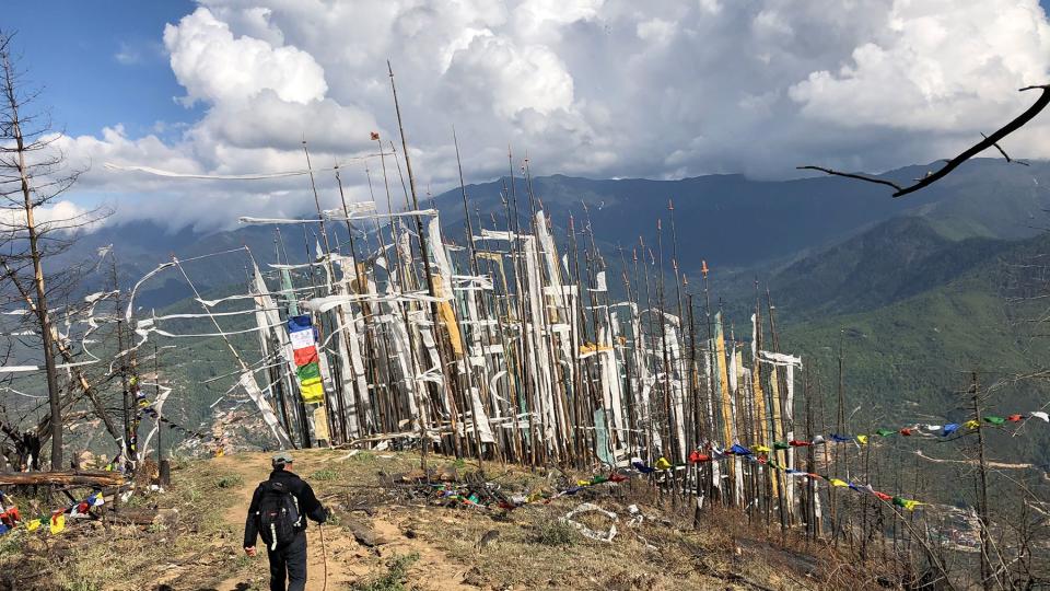 A man hiking the Trans Bhutan Trail
