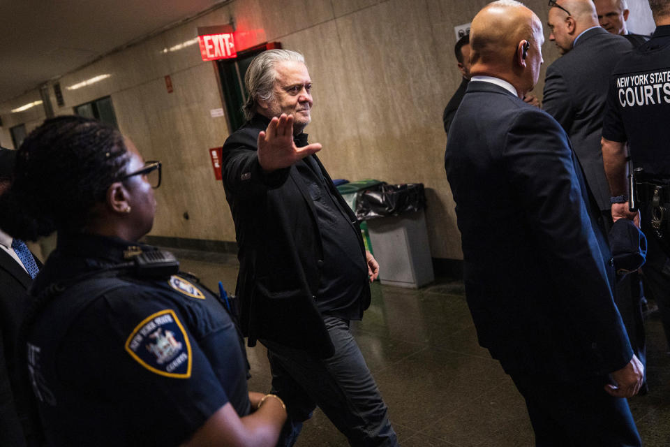 Steve Bannon leaves after a court appearance at NYS Supreme Court on May 25, 2023 in New York City. (Michael M. Santiago / Getty Images)