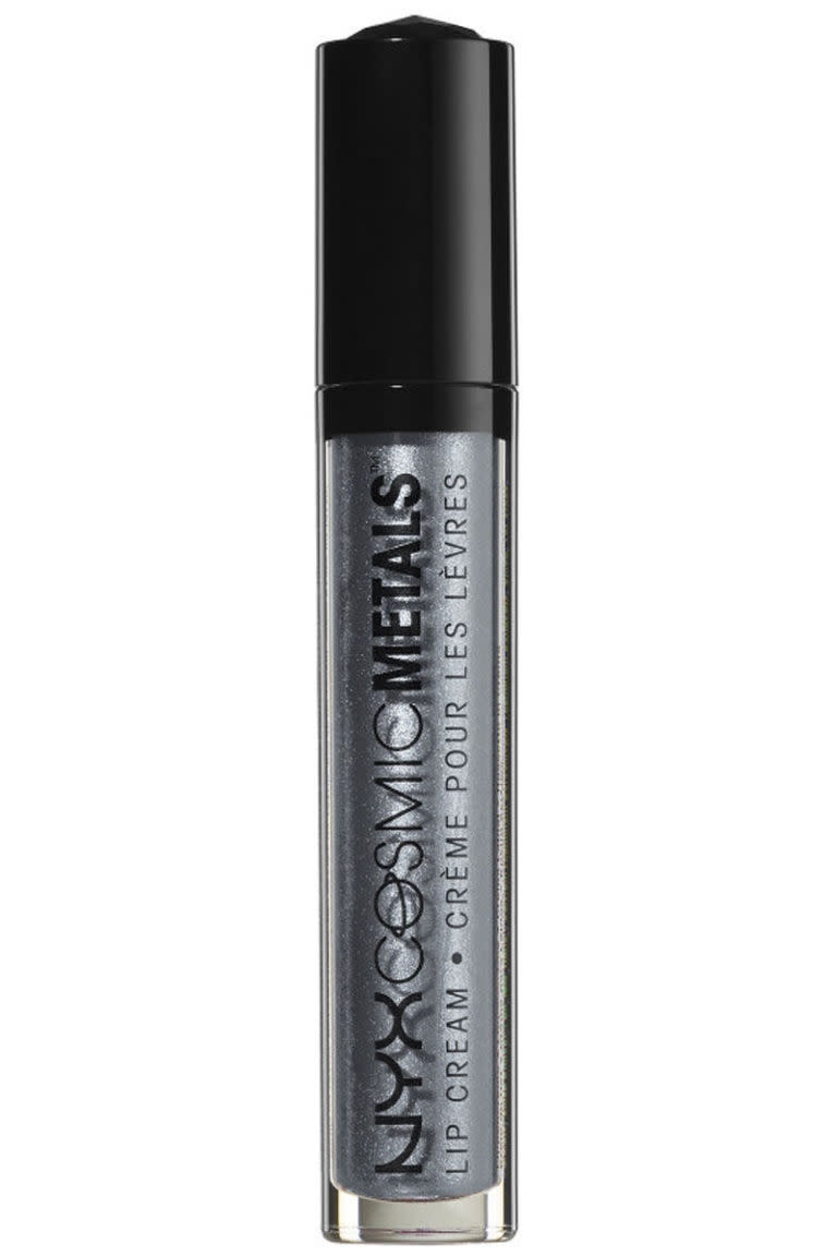 <p>If you've previously given black or gray lips a whirl and didn't hate it with a passion—then this is the metallic lipstick for you. </p><p><strong>NYX Cosmetics </strong>Cosmic Metals Lip Cream in Galactic, $8.00, <a rel="nofollow noopener" href="http://www.ulta.com/cosmic-metals-lip-cream?productId=xlsImpprod14521061" target="_blank" data-ylk="slk:ulta.com;elm:context_link;itc:0;sec:content-canvas" class="link ">ulta.com</a>.</p>