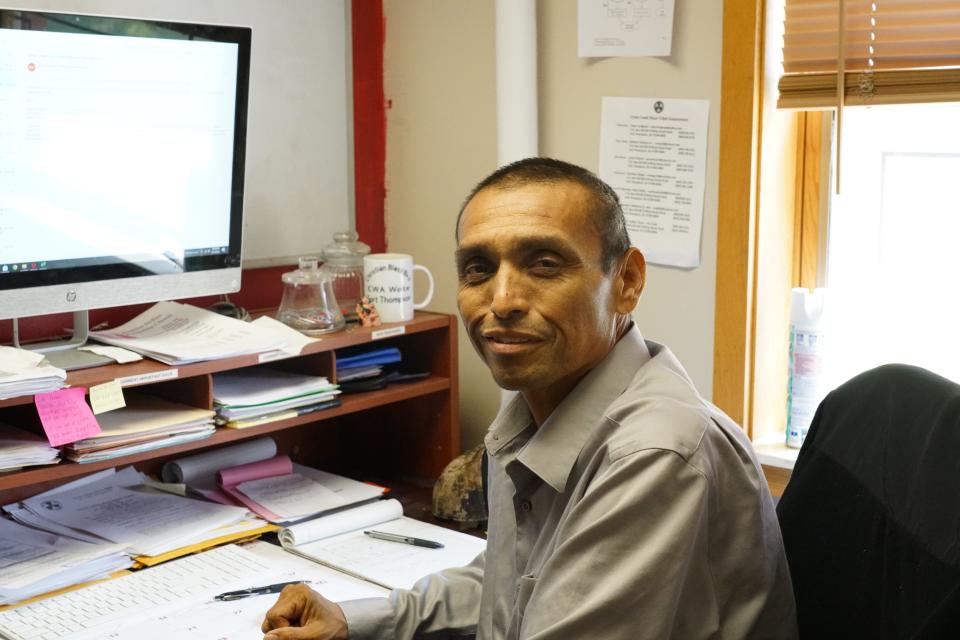 Christian Blackbird, ICWA director for the Crow Creek Sioux Tribe, poses for a photo in his office in Fort Thompson on June 14, 2023.