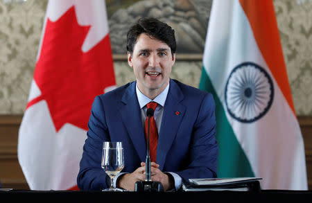 Canadian Prime Minister Justin Trudeau speaks during women business leaders' roundtable in Mumbai, India February 20, 2018. REUTERS/Danish Siddiqui