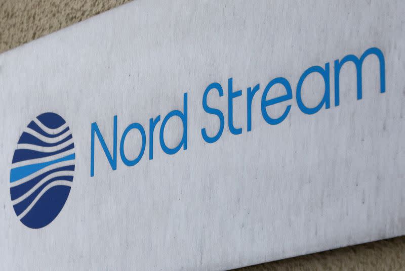 The logo of Nord Stream AG is seen at an office building in Vyborg