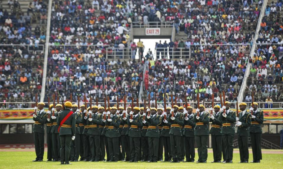 A military parade at the inauguration (AP)