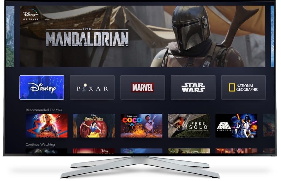 The Disney+ user interface. Source: Disney