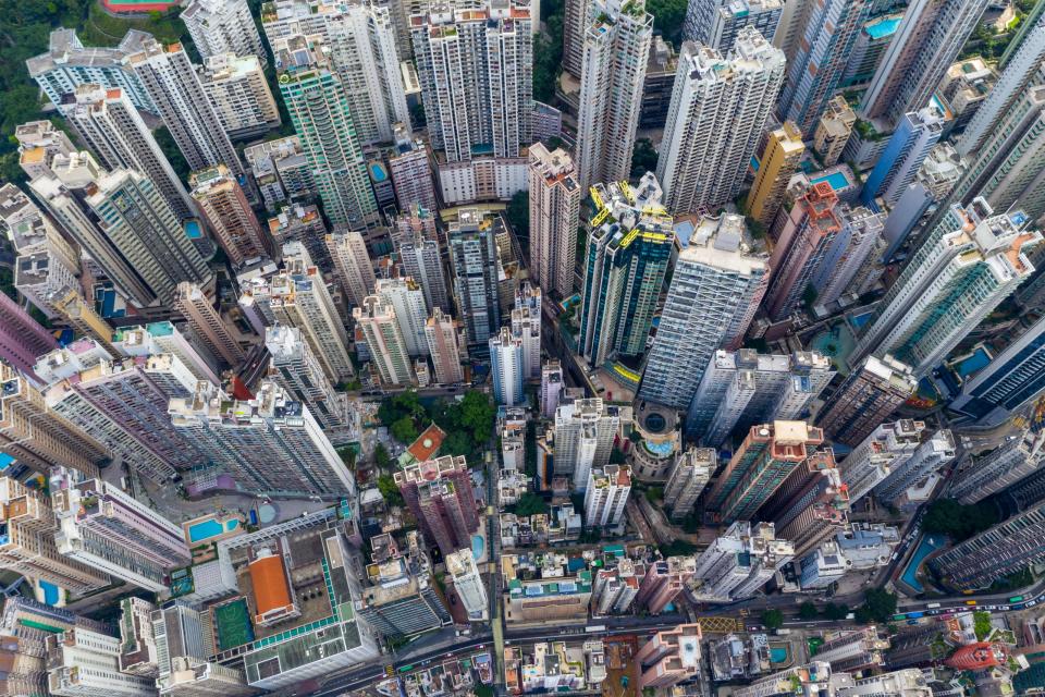 Central, Hong Kong 29 April 2019: Aerial view of Hong Kong city