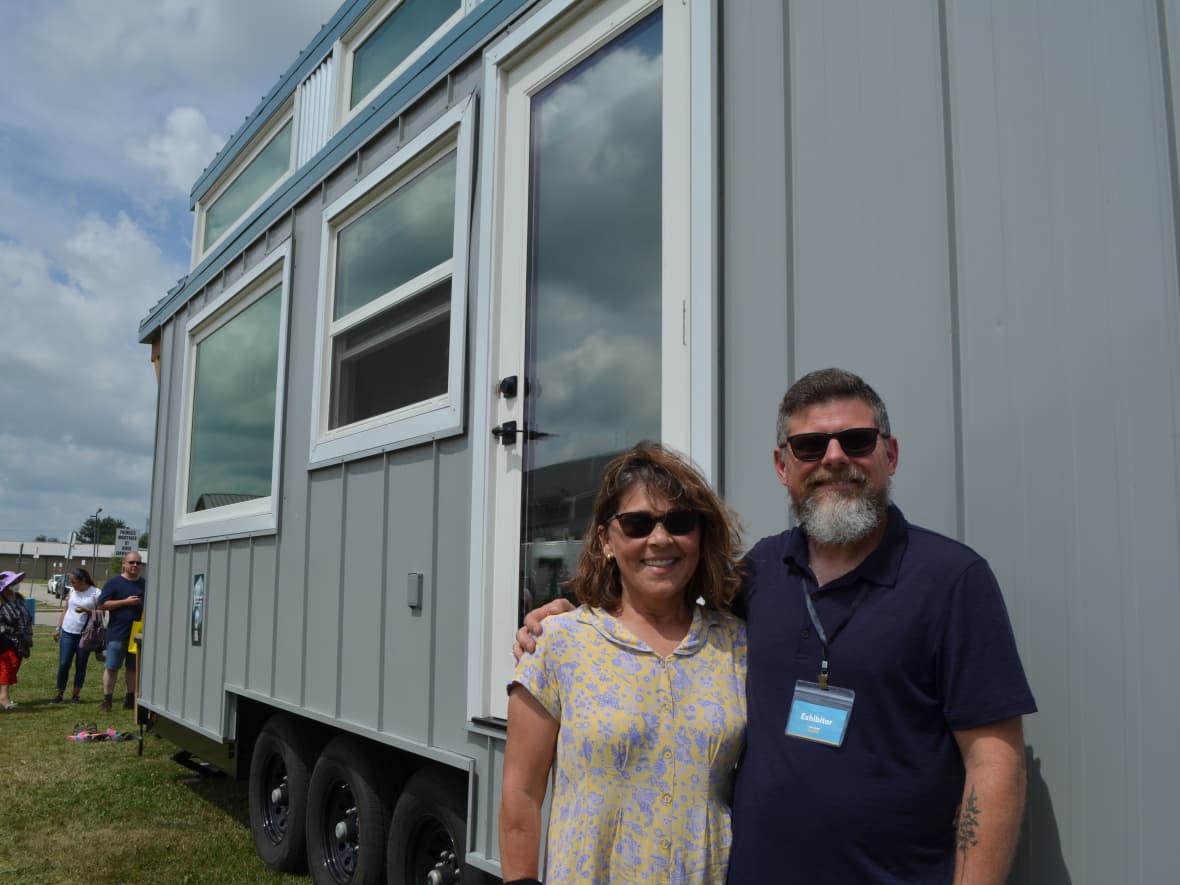 Ayşe and Vince Macdonald bought a tiny home in Alberta two years ago, and say it has made them rethink what's essential in their lives. (Aura Carreño Rosas/CBC - image credit)