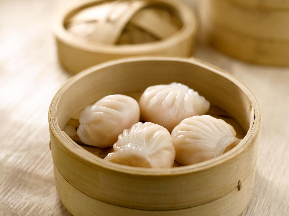 soft dumpling rounds in tan wood bowl